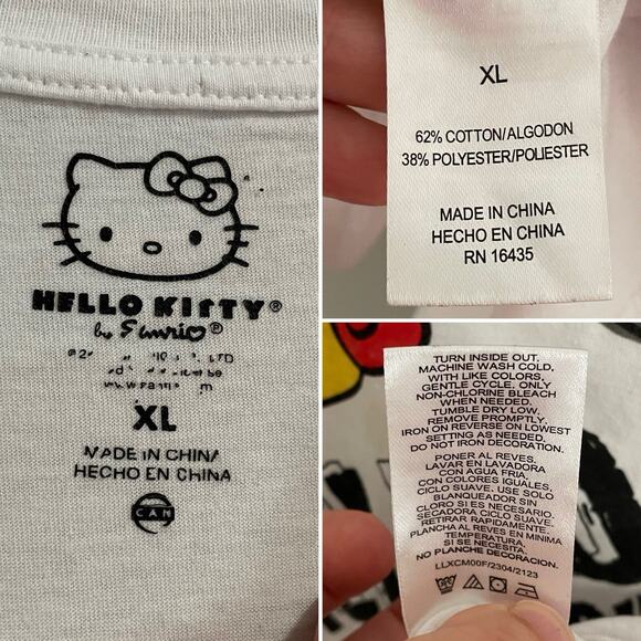 Hello Kitty Wicked Cute Halloween Tee Witch Bat Cat Moon White Size XL Spooky - Picture 2 of 4